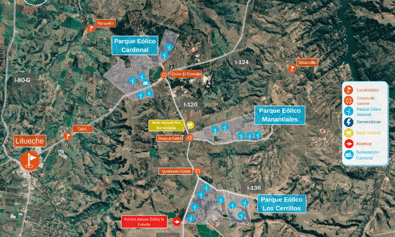 mapa con ubicación de los parques eólicos de Statkraft en Chile