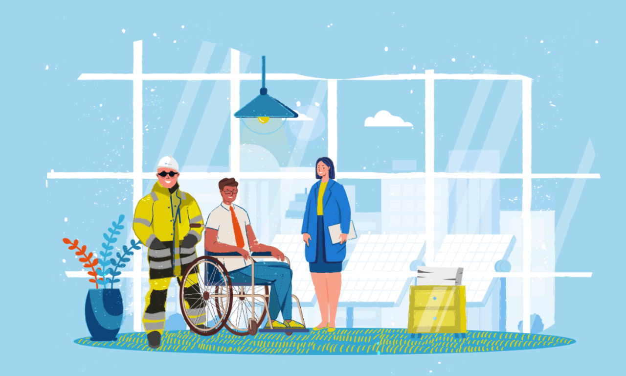 Ilustración con grupo de personas diversas