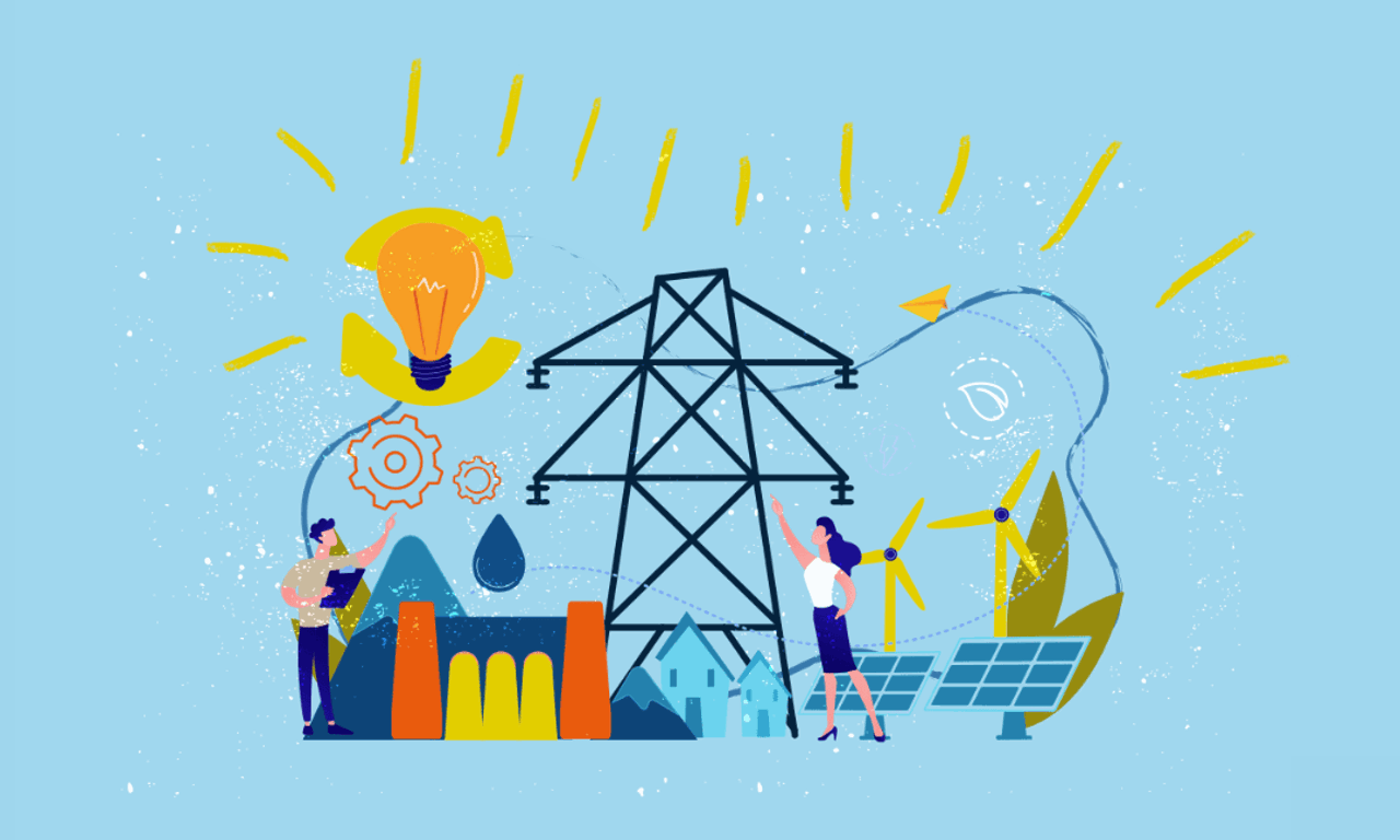 ilustración con una central iluminando