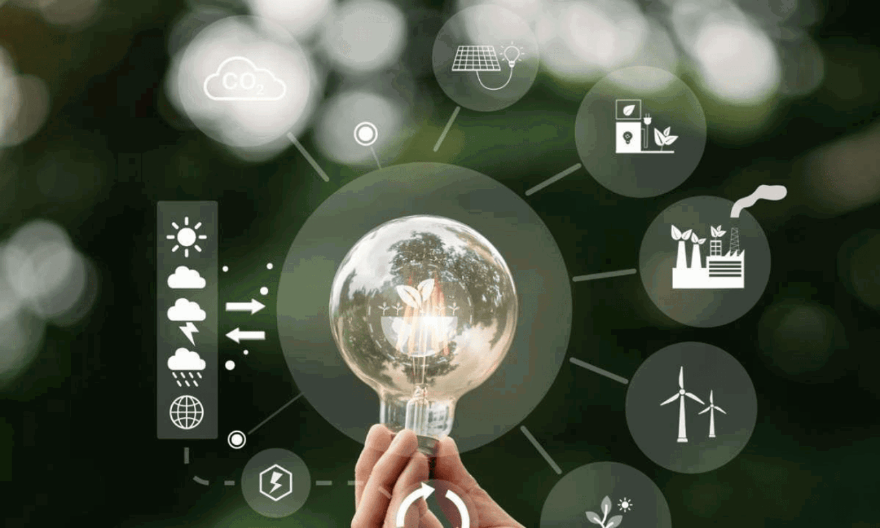 ampolleta e íconos de energía