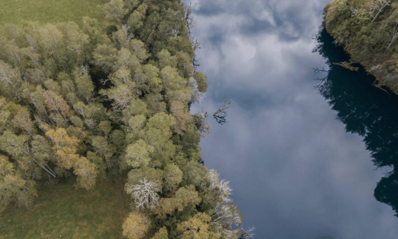 Vista aérea de río pilmaiquén