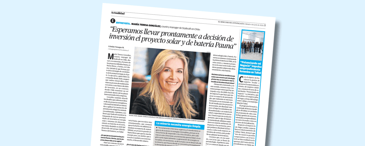 Entrevista a María Teresa González en diario El Mercurio de Antofagasta 
